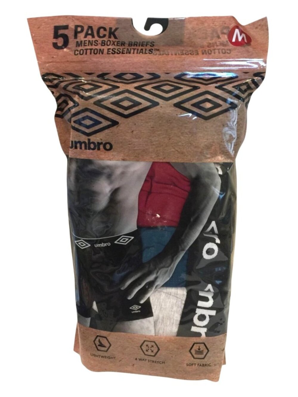 UMBRO Men's M Lightweight Boxer Briefs Cotton Essentials Set of 5